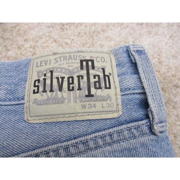 Levis Jeans Men 34 Blue Straight Silvertab Distressed Denim Cotton Casual 34x29* - Picture 5 of 16